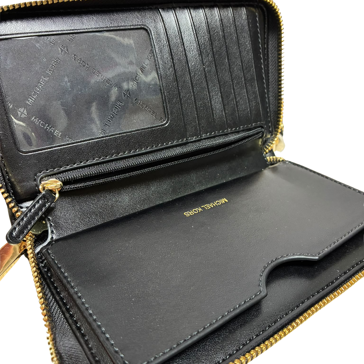 Michael Kors Womens Jet Set Large Flat Multi Function Phone Case Black 2 One Size