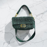 Fendi Baquette Woven Jaquard Fabric Shoulder Bag