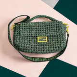 Fendi Baquette Woven Jaquard Fabric Shoulder Bag