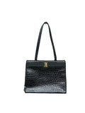 Ferragamo Tote Bag Black Croco Leather