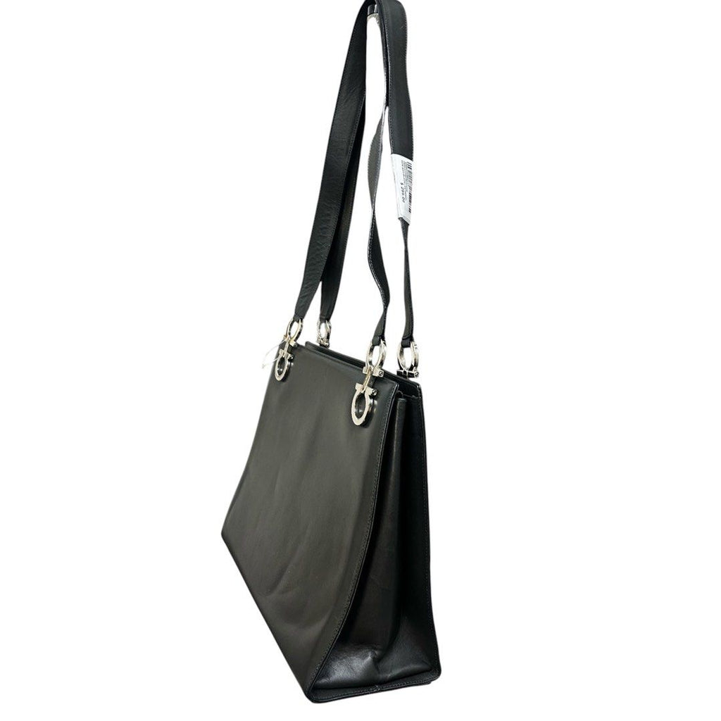Salvatore Ferragamo BC216256 Gancini Black Leather Shoulder Bag