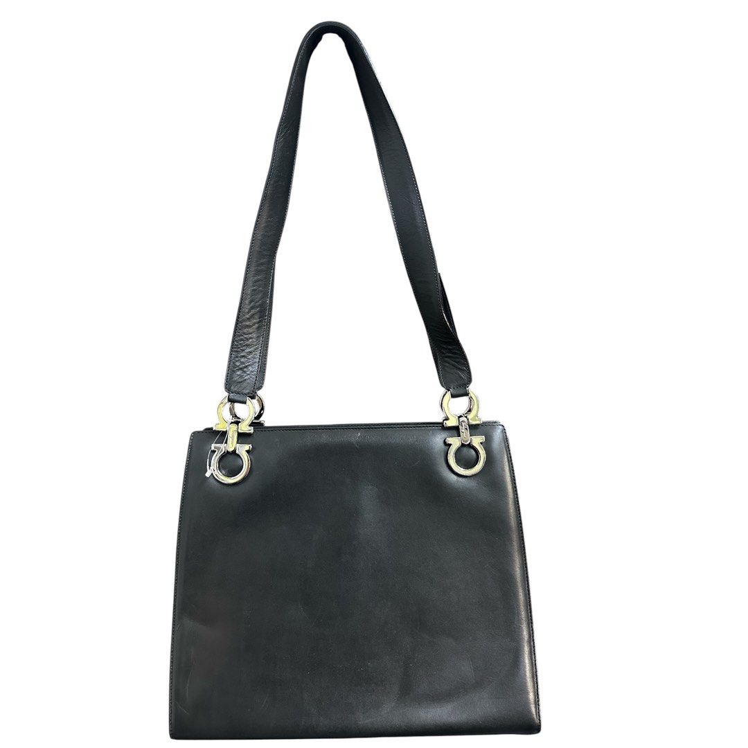 Salvatore Ferragamo BC216256 Gancini Black Leather Shoulder Bag