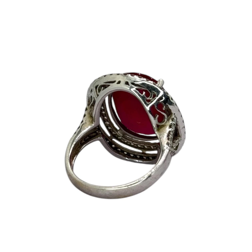 750WG Ruby (Glass field)=13.9cts, Diamond Ring