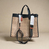 Field Coach Tote bag in Brown Canvas/Leather