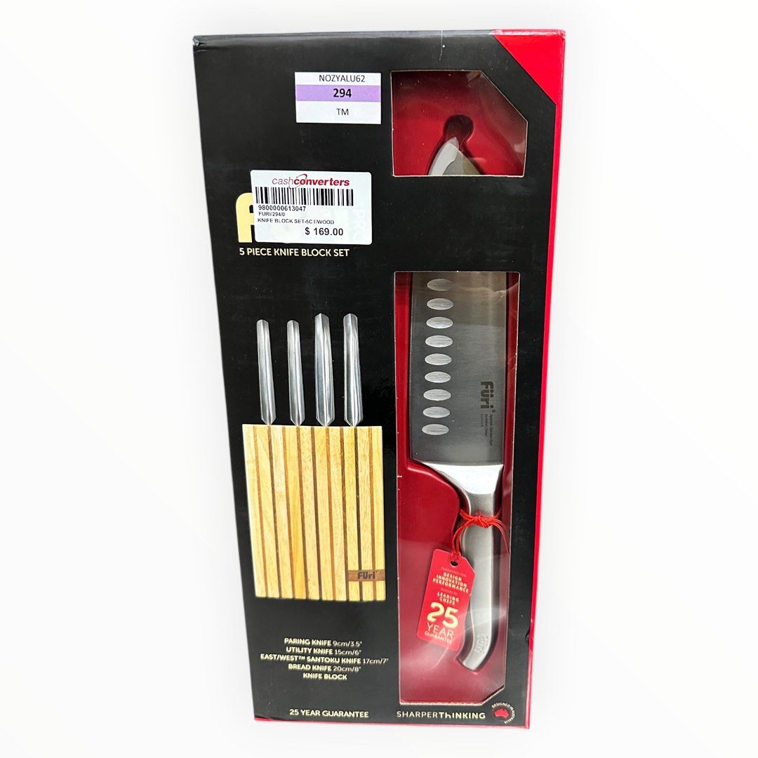 FURI Pro Wood Knives Block Set, 5 Piece