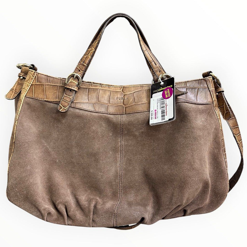 Furla Croco Leather &suede 2 way Bag