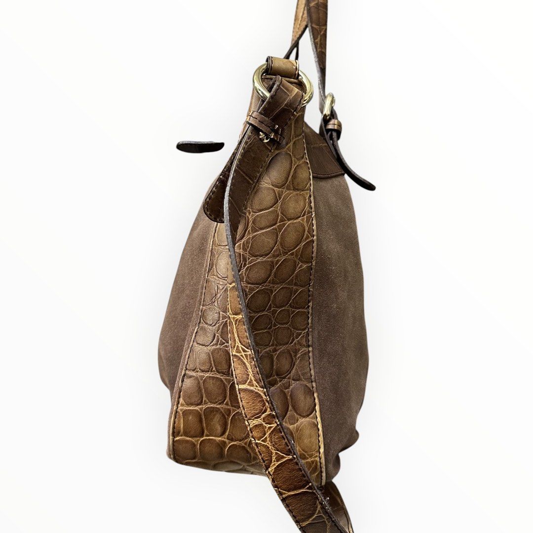 Furla Croco Leather &suede 2 way Bag