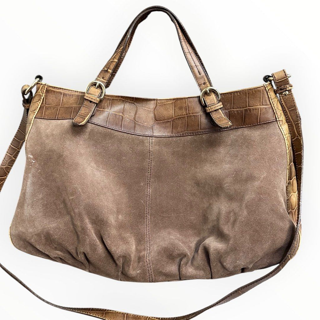 Furla Croco Leather &suede 2 way Bag
