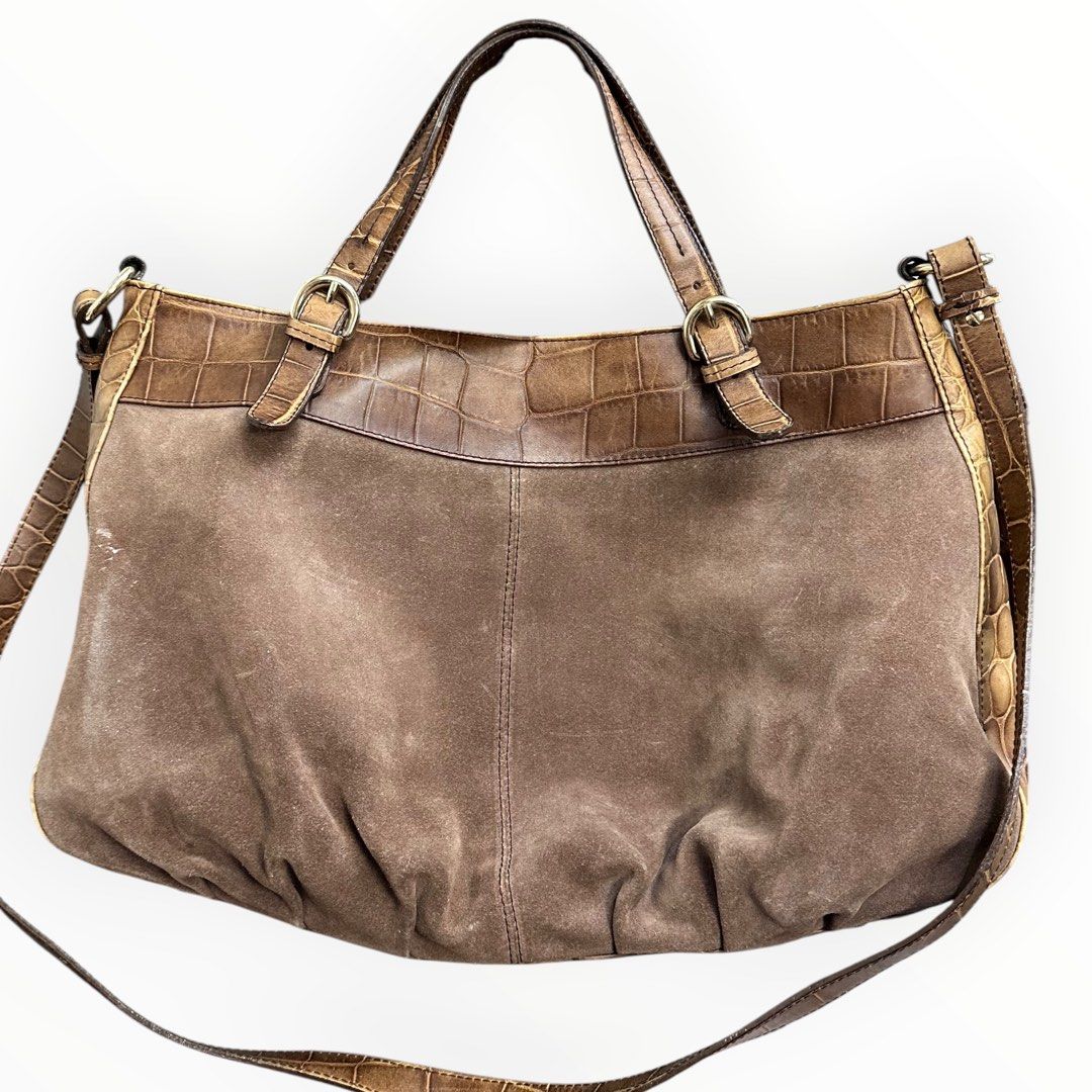 Furla Croco Leather &suede 2 way Bag