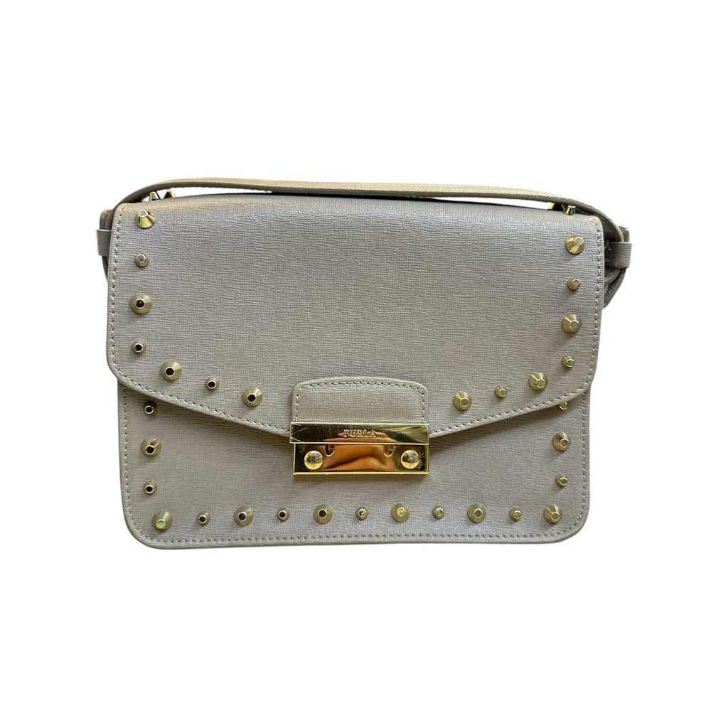 Furla Studded Crossbody Bag – Grey Leather