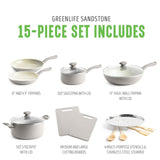 GreenLife Sandstone Healthy Ceramic Nonstick, 15 Piece Kitchen Cookware