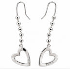 Gucci 925 Sterling Silver Heart Drop Dangle Earrings/7.1g with Box & Pouch