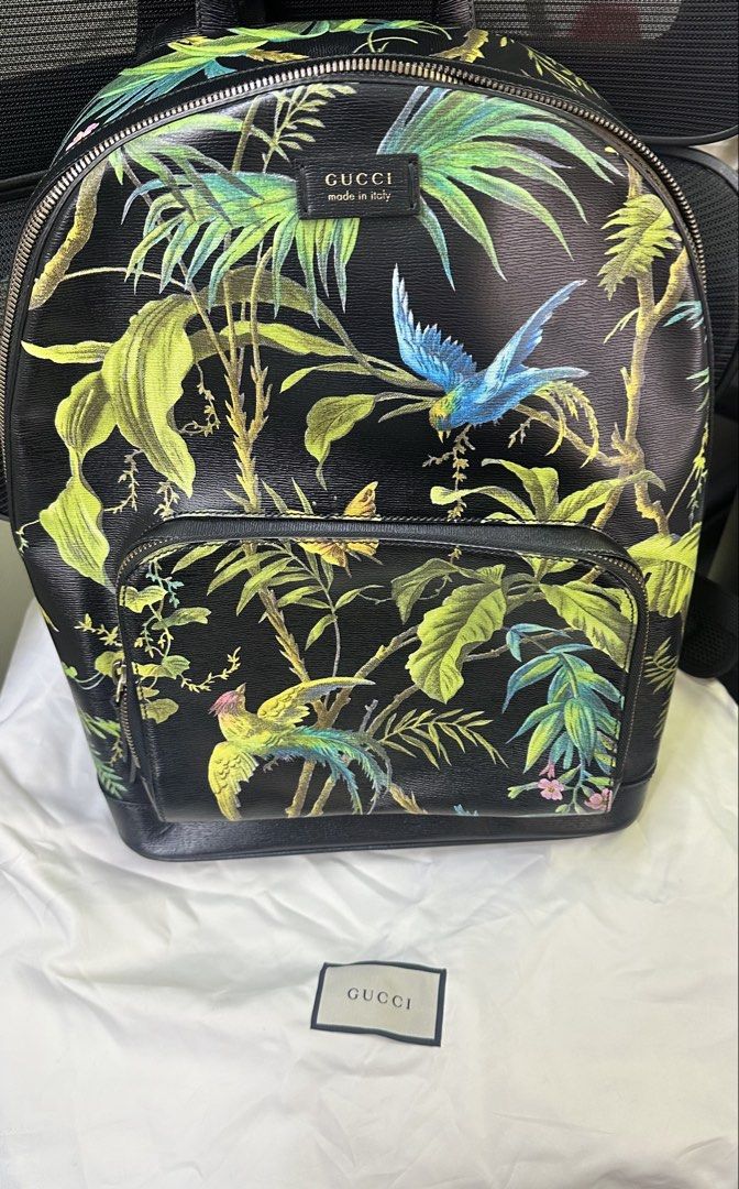Gucci Calfskin Tropical Print Medium Day Backpack