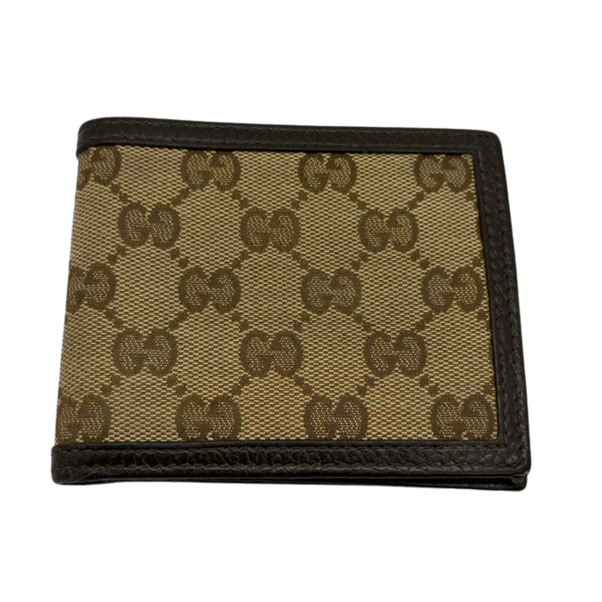 Gucci Men’s Bi Fold Wallet, Beige & Brown Guccissima