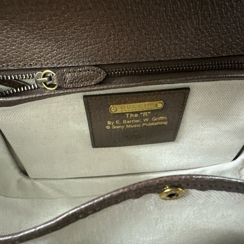 GUCCI 2016-2025 100TH Anniversary Medium Canvas and Leather1947 Bamboo Top Handle Bag Satchel w/ box/2 strap/dustbag and cards