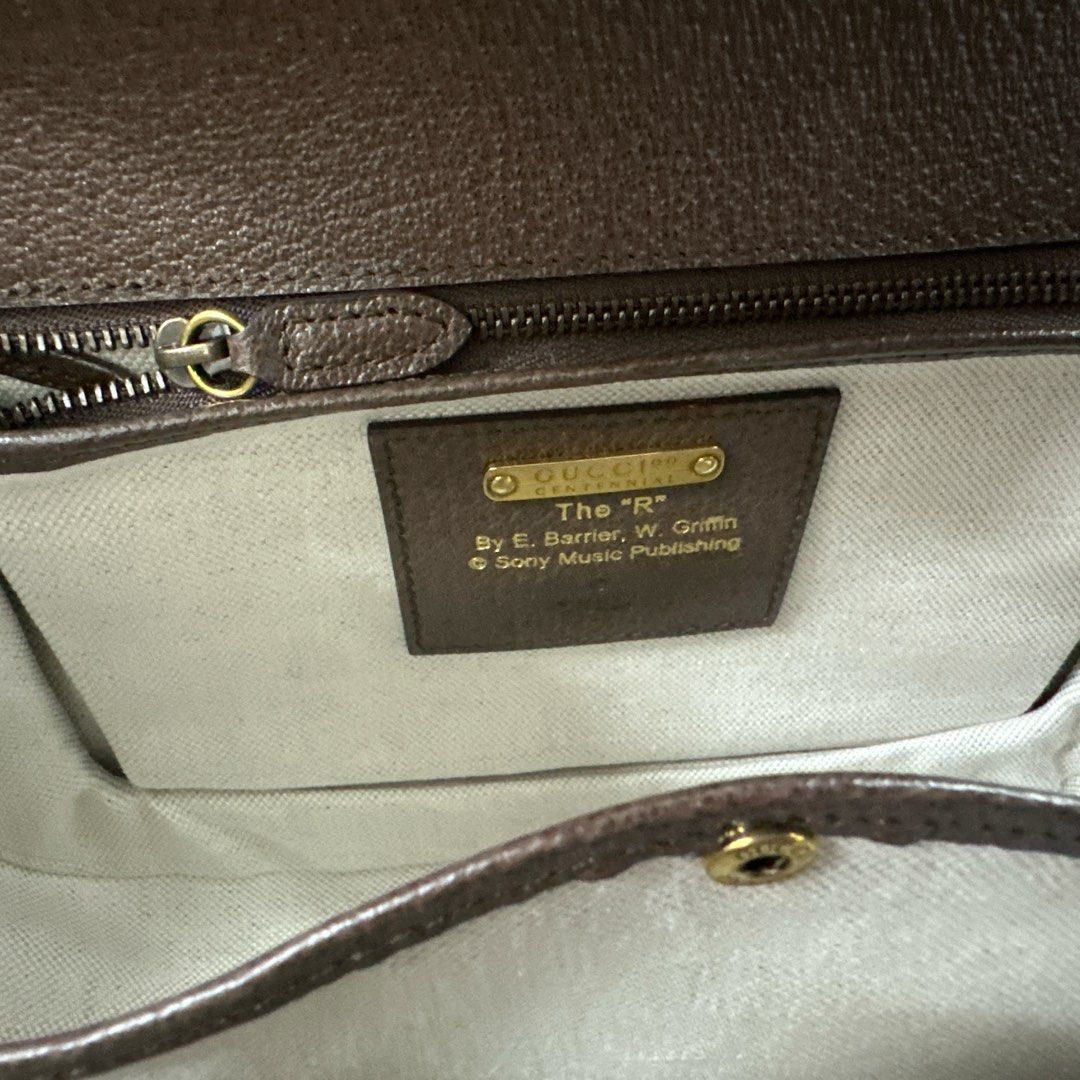 GUCCI 2016-2025 100TH Anniversary Medium Canvas and Leather1947 Bamboo Top Handle Bag Satchel w/ box/2 strap/dustbag and cards