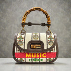 GUCCI 2016-2025 100TH Anniversary Medium Canvas and Leather1947 Bamboo Top Handle Bag Satchel w/ box/2 strap/dustbag and cards