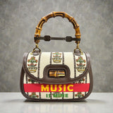 GUCCI 2016-2025 100TH Anniversary Medium Canvas and Leather1947 Bamboo Top Handle Bag Satchel w/ box/2 strap/dustbag and cards