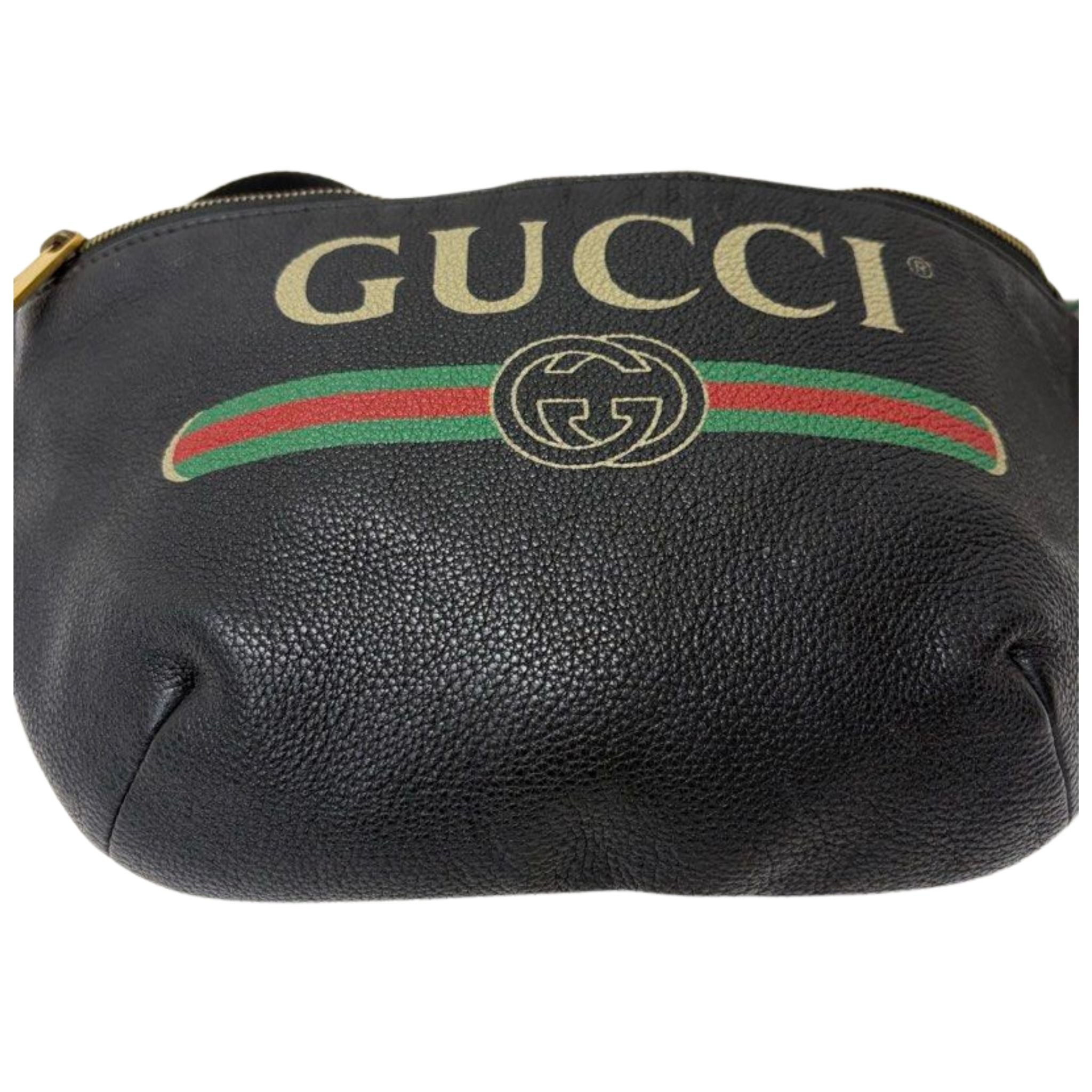 Gucci Retro Calfskin Web Logo Belt Bag, Black