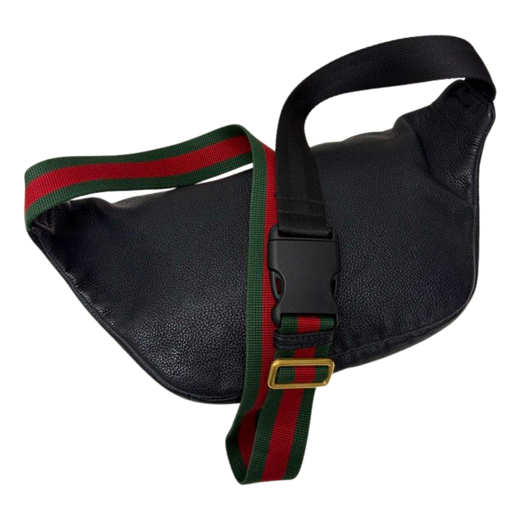 Gucci Retro Calfskin Web Logo Belt Bag, Black