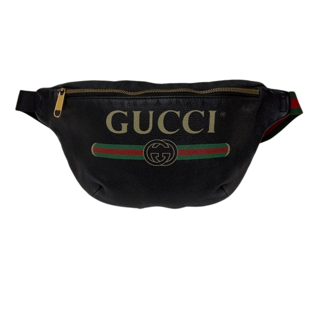 Gucci Retro Calfskin Web Logo Belt Bag, Black