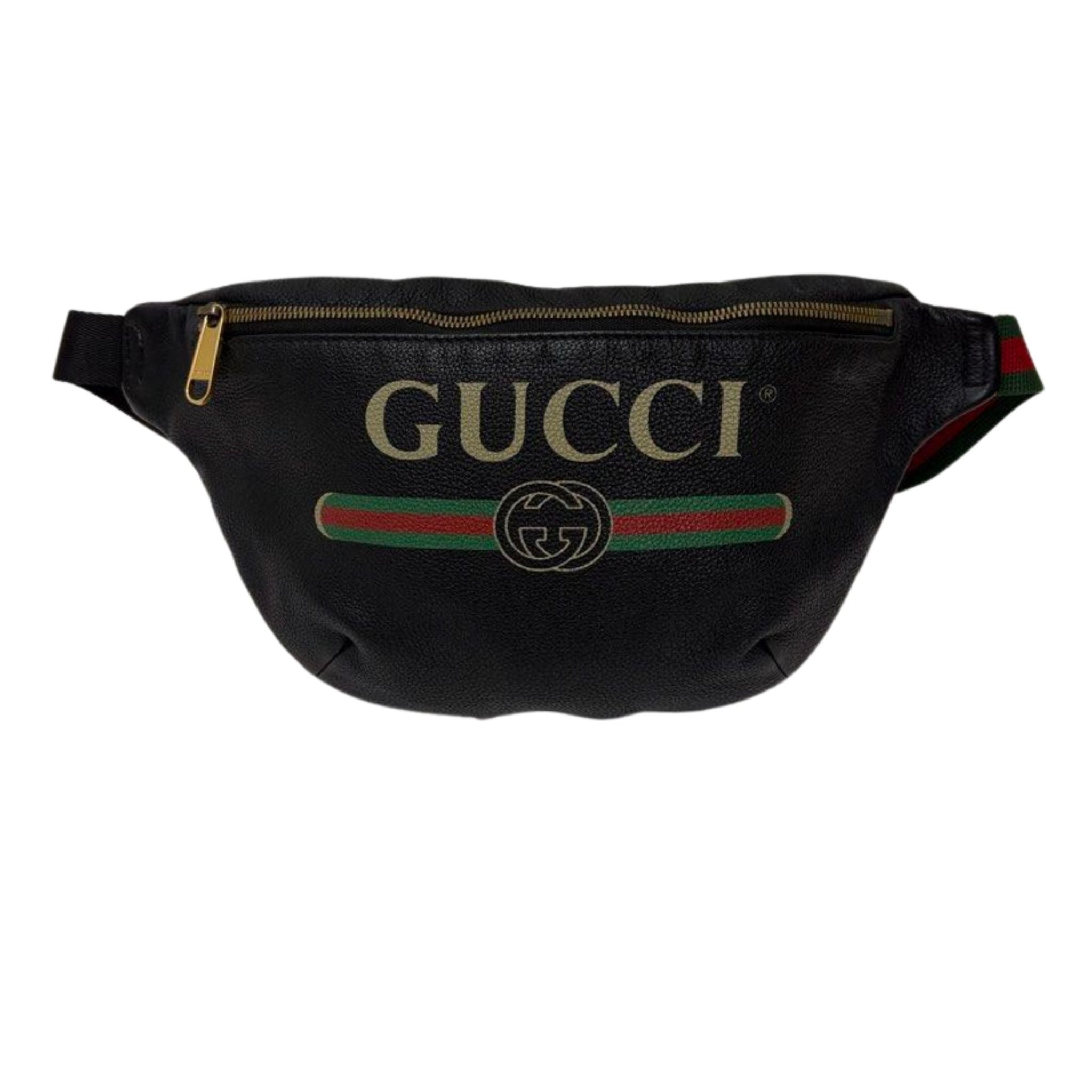 Gucci Retro Calfskin Web Logo Belt Bag, Black
