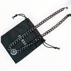 Guess Gunmetal-Tone Curb Chain   Necklace with Logo Pendant