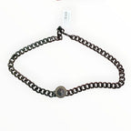 Guess Gunmetal-Tone Curb Chain   Necklace with Logo Pendant