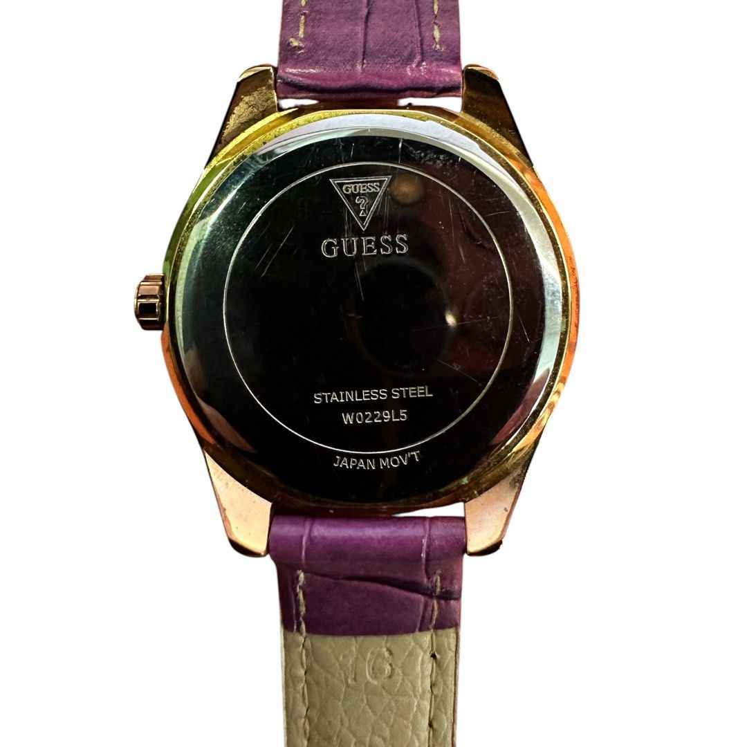 Guess Women’s Analog Watch – Purple Leather Strap
