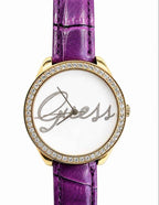 Guess Women’s Analog Watch – Purple Leather Strap