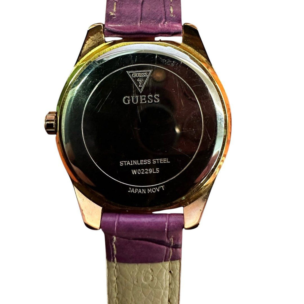 Guess Women’s Analog Watch – Purple Leather Strap