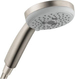 hansgrohe Croma 100 Low Flow 4-inch Handheld Shower Head Modern 3-Spray Full, Pulsating Massage, Intense Turbo 04752820, Brushed Nickel