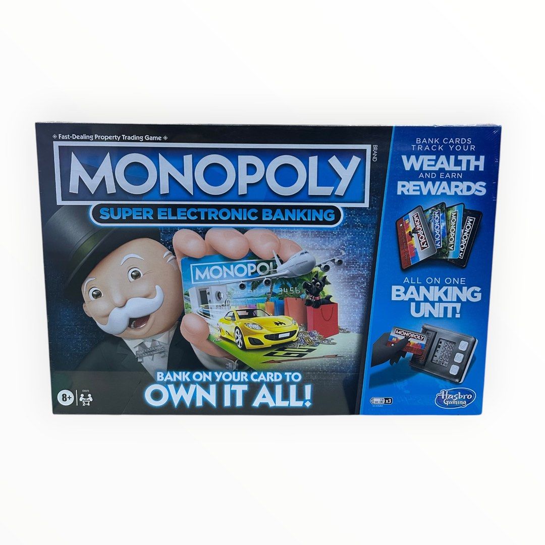 Monopoly Super Electronic Banking Board Game, Electronic Banking Unit, Choose Your Rewards, Cashless Gameplay Tap Technology, for Ages 8 and Up