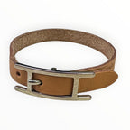 Hermes Brown Leather Bracelet with H Buckle ( 18 cm)