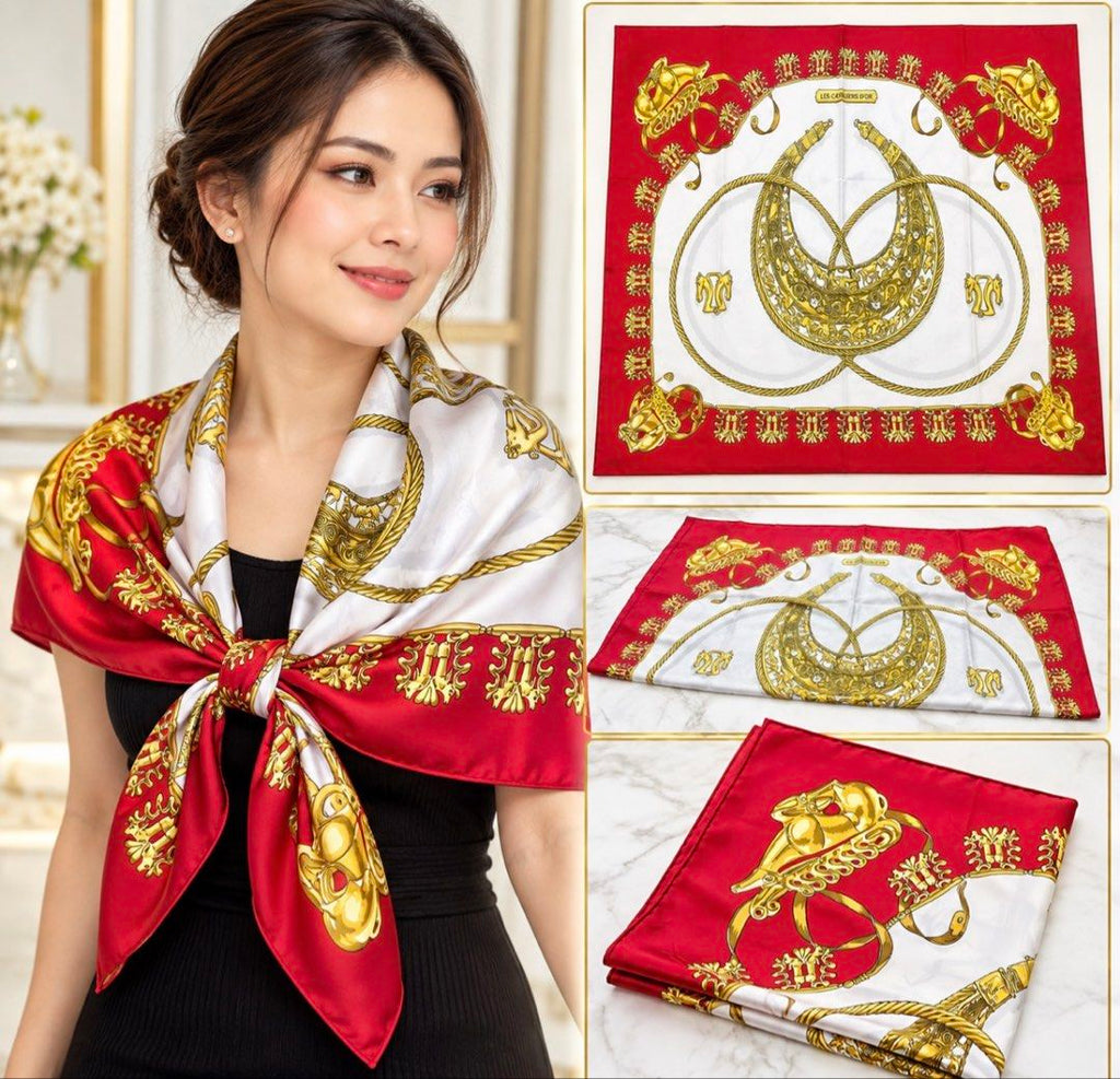 Hermes Carre Silk Scarf Les Cavaliers d'or 88 x 88 cm