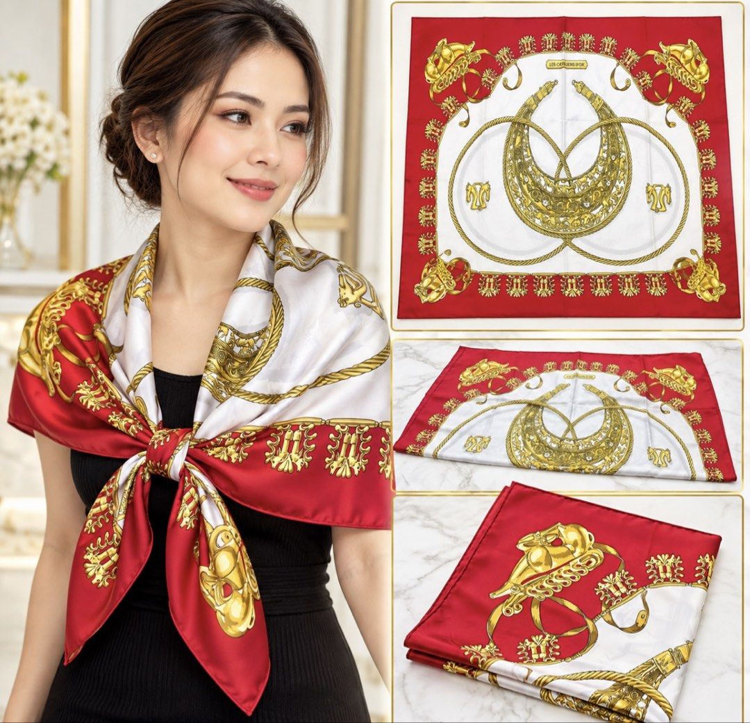 Hermes Carre Silk Scarf Les Cavaliers d'or 88 x 88 cm