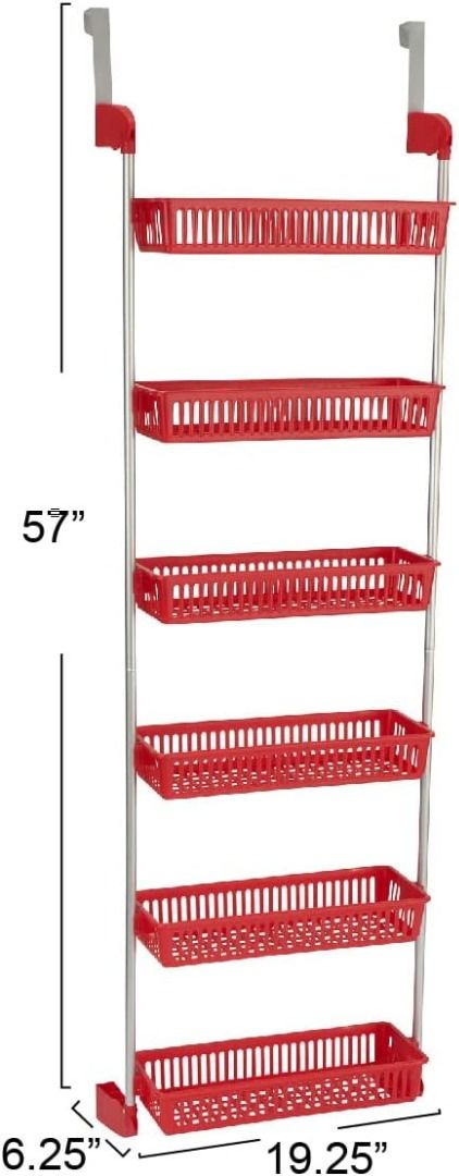 Household Essentials 6-Tier Basket Over-The-Door Organizer, Red Secondary image