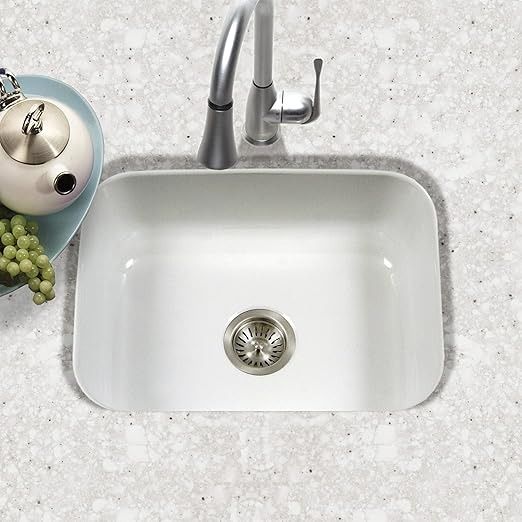 Houzer Porcelain Enamel Stainless Steel Porcela Series - Undermount Single Bowl Kitchen Sink, Durable, Sleek, and Stylish Large White Sink, Ideal for Home or Apartment - PCS-2500 Secondary image