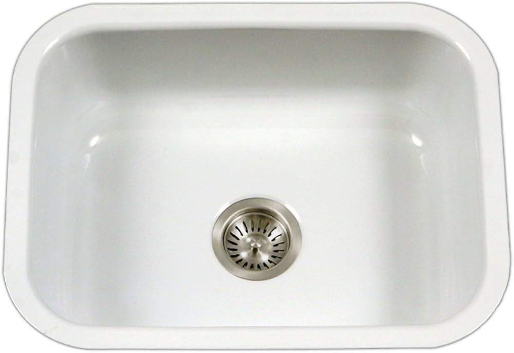 Houzer Porcelain Enamel Stainless Steel Porcela Series - Undermount Single Bowl Kitchen Sink, Durable, Sleek, and Stylish Large White Sink, Ideal for Home or Apartment - PCS-2500 Main image