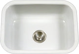 Houzer Porcelain Enamel Stainless Steel Porcela Series - Undermount Single Bowl Kitchen Sink, Durable, Sleek, and Stylish Large White Sink, Ideal for Home or Apartment - PCS-2500