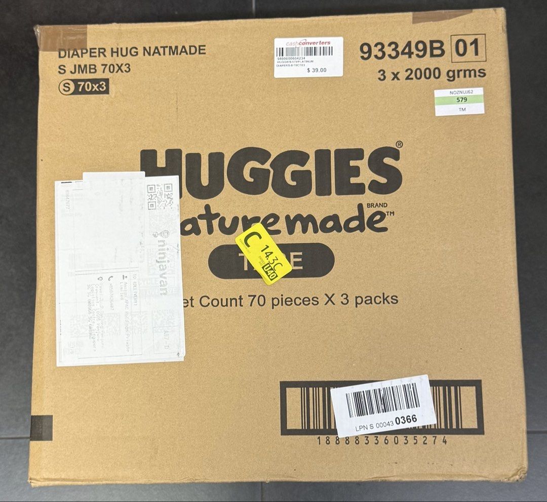 Huggies Platinum Naturemade Tape Diapers S 70ct Pack Of 3