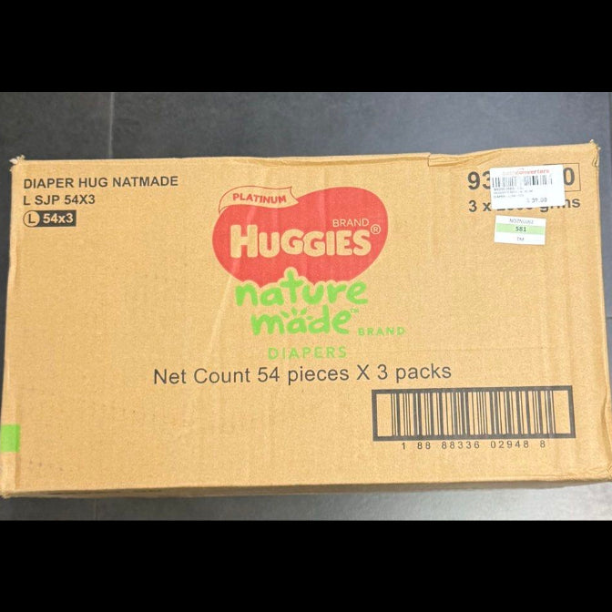 Huggies Platinum Naturemade Tape Diapers L 54ct Pack Of 3