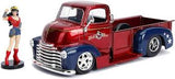 Jada DC Comics Bombshells 1:24 1952 Chevy COE Pickup Die-cast Car with 2.75" Wonder Woman Figure, Toys for Kids and Adults