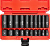 NEIKO 02434A 3/8-Inch-Drive Standard and Deep Impact Socket Set, 6-Point SAE Sizes from 5/16