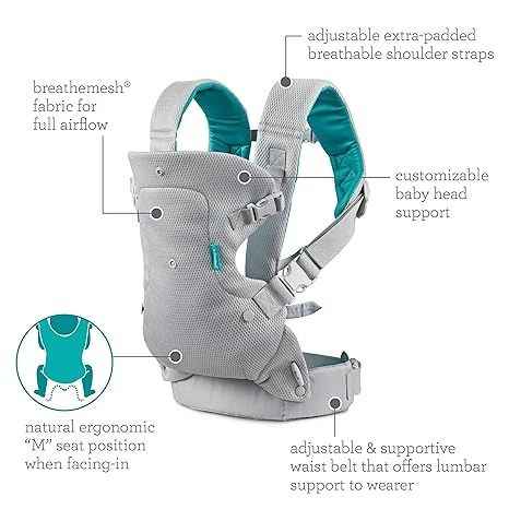 Infantino Flip 4in1 Light And Airy Convertible Baby Carrier Light Gray Secondary image