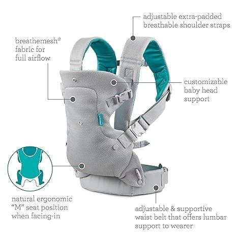 Infantino Flip 4in1 Light And Airy Convertible Baby Carrier Light Gray