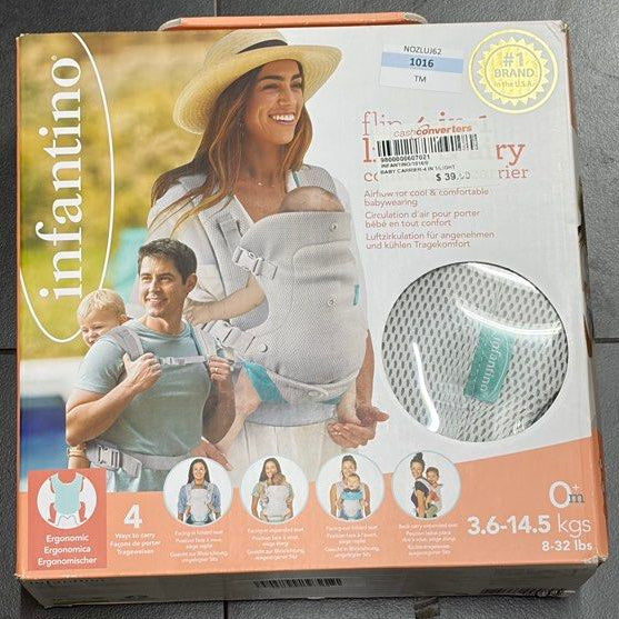 Infantino Flip 4in1 Light And Airy Convertible Baby Carrier Light Gray