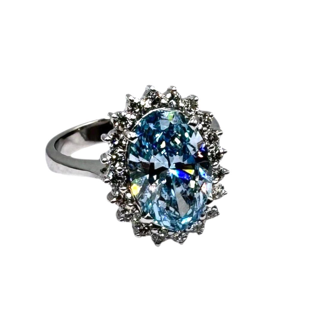 18KWG Blue Lab Grown Diamond=3.06, D20=0.51/VS2 Ring w/Cert