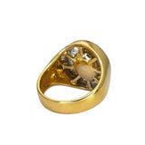 850/750YG Blue Sapphire=4cts, Diamond=1.39cts Men Ring w/Cert