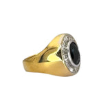 850/750YG Blue Sapphire=4cts, Diamond=1.39cts Men Ring w/Cert